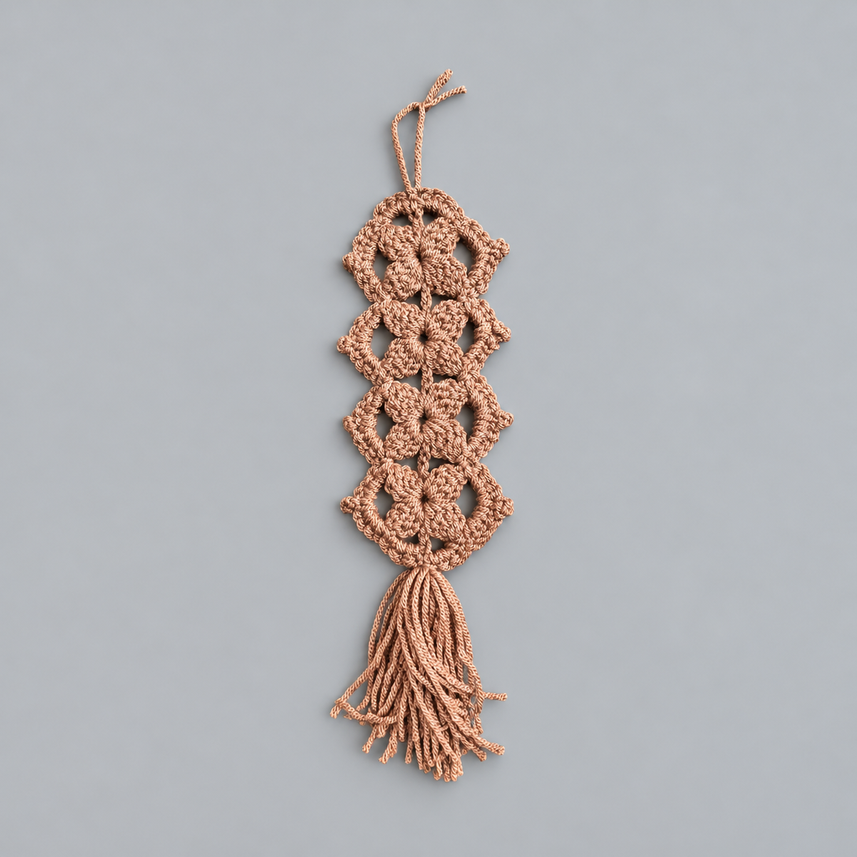 Winter Bloom Handmade Crochet Bag Hanging – Floral Openwork Accessory, Approx. 25 × 8 cm by Hook & Hex
