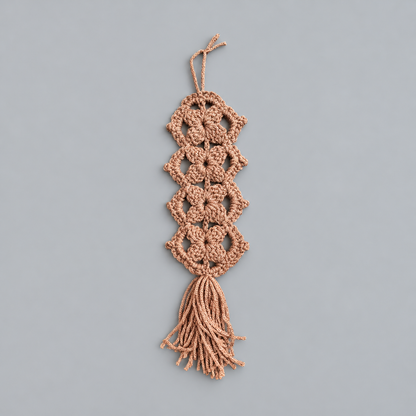Winter Bloom Handmade Crochet Bag Hanging – Floral Openwork Accessory, Approx. 25 × 8 cm by Hook & Hex