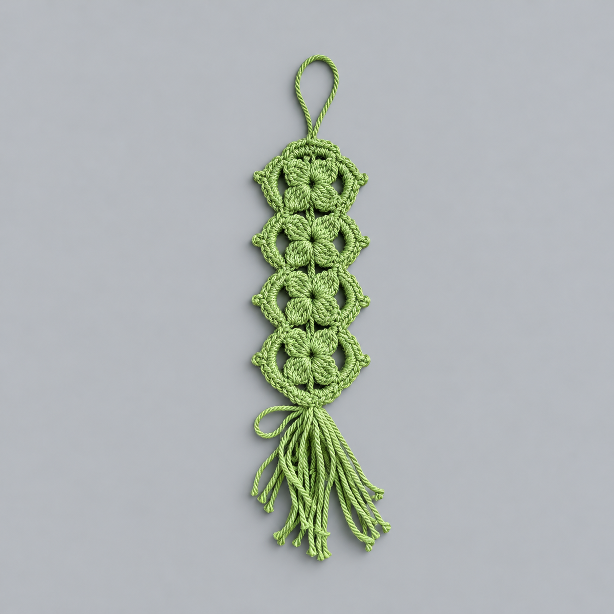 Winter Bloom Handmade Crochet Bag Hanging – Floral Openwork Accessory, Approx. 25 × 8 cm by Hook & Hex