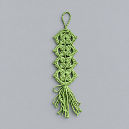 Winter Bloom Handmade Crochet Bag Hanging – Floral Openwork Accessory, Approx. 25 × 8 cm by Hook & Hex
