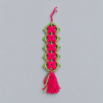 Winter Bloom Handmade Crochet Bag Hanging – Floral Openwork Accessory, Approx. 25 × 8 cm by Hook & Hex