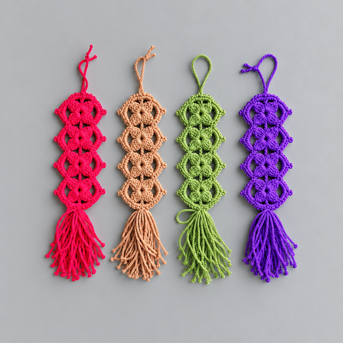 Winter Bloom Handmade Crochet Bag Hanging – Floral Openwork Accessory, Approx. 25 × 8 cm by Hook & Hex