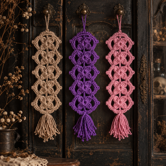 Winter Bloom Handmade Crochet Cabinet Hanging – Floral Openwork Decoration, Approx. 30 × 9.5 cm by Hook & Hex