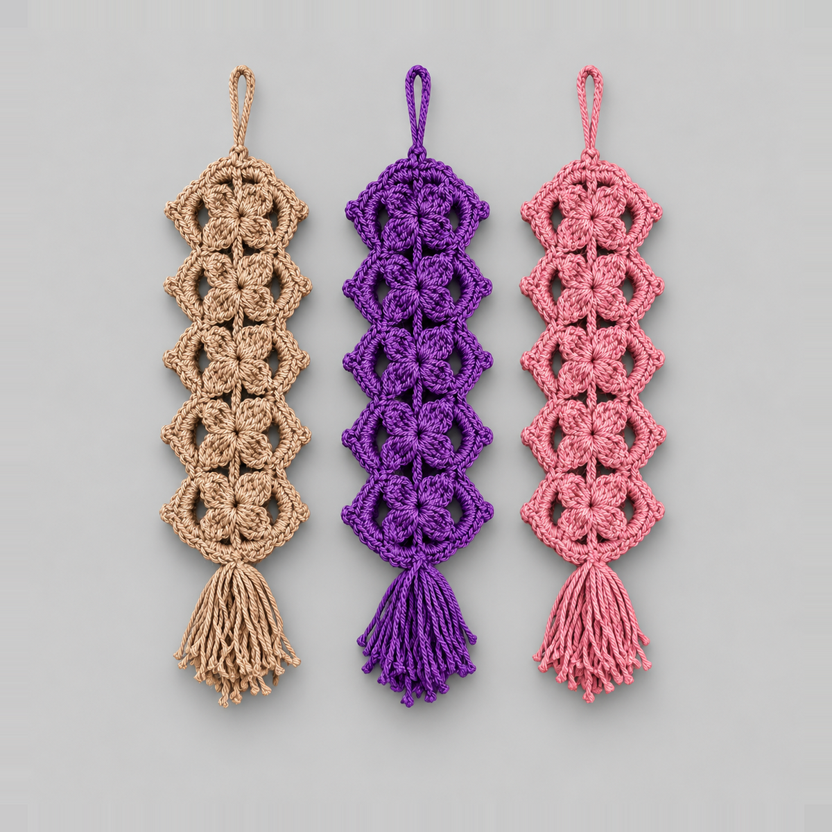 Winter Bloom Handmade Crochet Cabinet Hanging – Floral Openwork Decoration, Approx. 30 × 9.5 cm by Hook & Hex