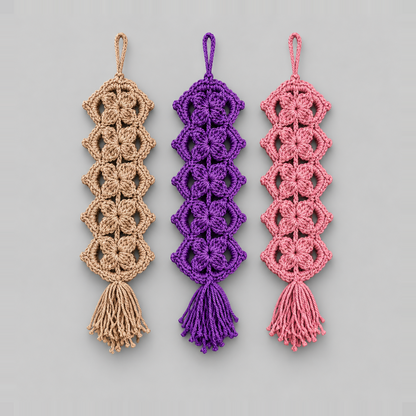 Winter Bloom Handmade Crochet Cabinet Hanging – Floral Openwork Decoration, Approx. 30 × 9.5 cm by Hook & Hex