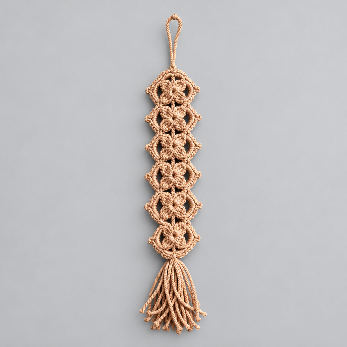 Winter Bloom Handmade Crochet Cabinet Hanging – Floral Openwork Decoration, Approx. 30 × 9.5 cm by Hook & Hex