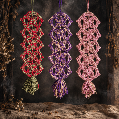 Winter Bloom Handmade Crochet Wall Hanging – Floral Openwork Décor, Approx. 35 × 10.5 cm by Hook & Hex