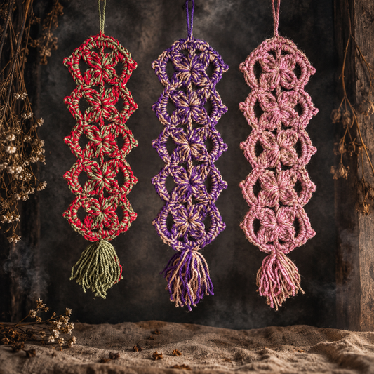 Winter Bloom Handmade Crochet Wall Hanging – Floral Openwork Décor, Approx. 35 × 10.5 cm by Hook & Hex