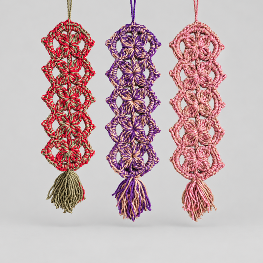 Winter Bloom Handmade Crochet Wall Hanging – Floral Openwork Décor, Approx. 35 × 10.5 cm by Hook & Hex