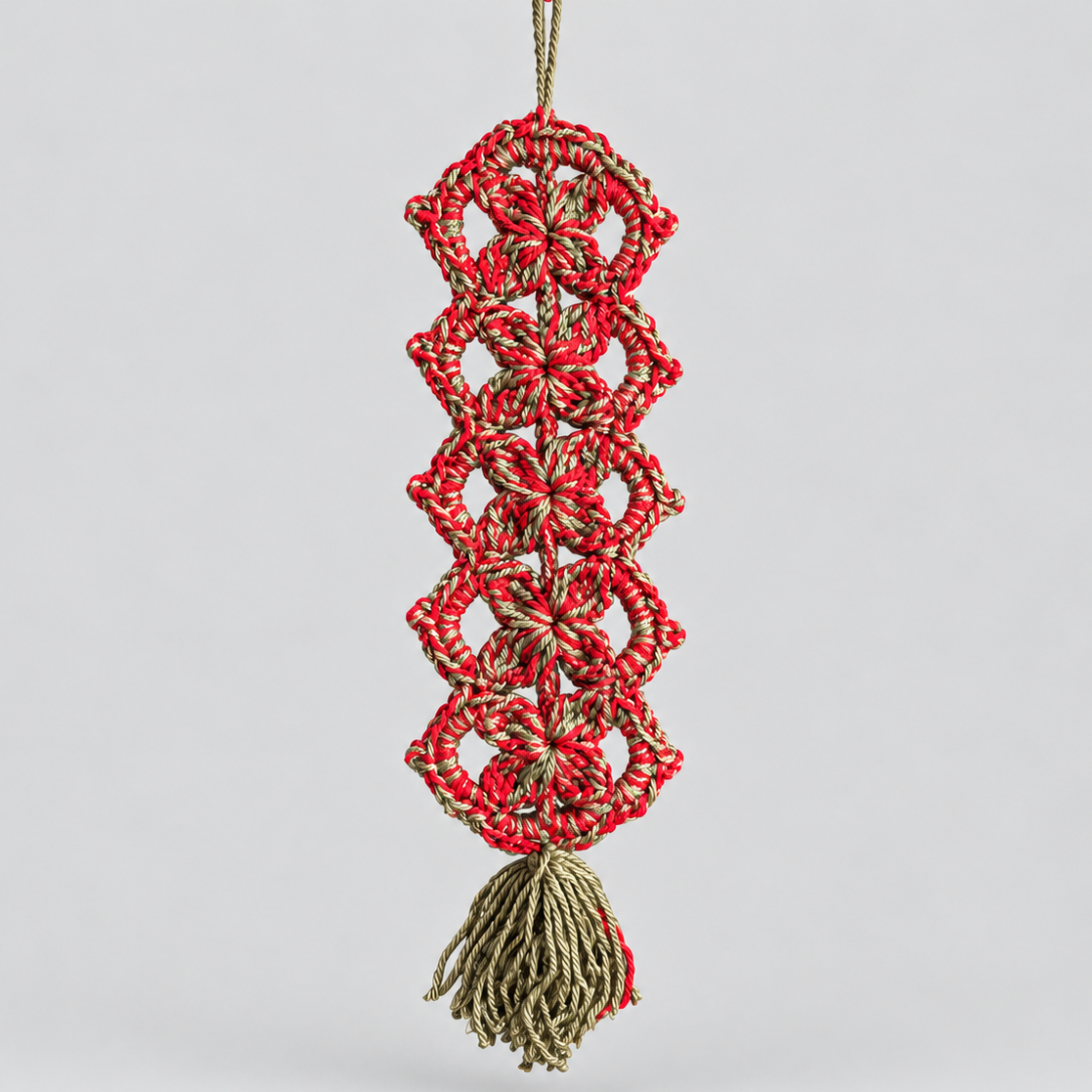 Winter Bloom Handmade Crochet Wall Hanging – Floral Openwork Décor, Approx. 35 × 10.5 cm by Hook & Hex