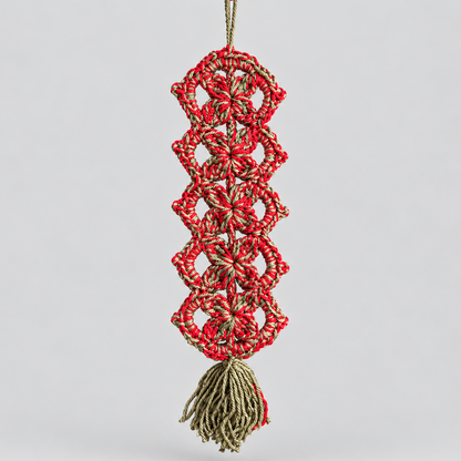 Winter Bloom Handmade Crochet Wall Hanging – Floral Openwork Décor, Approx. 35 × 10.5 cm by Hook & Hex
