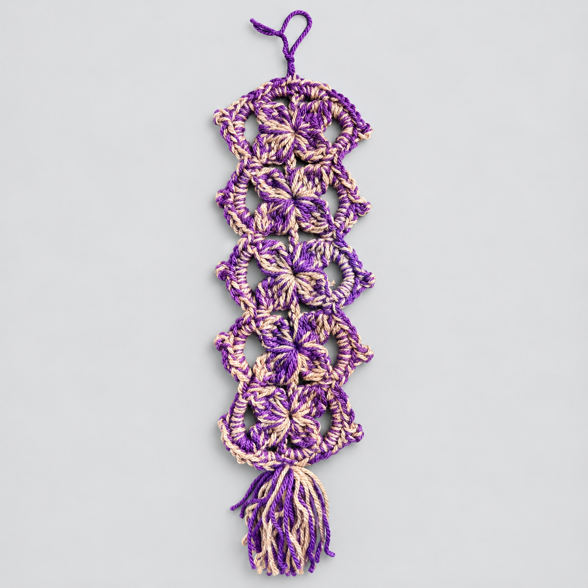 Winter Bloom Handmade Crochet Wall Hanging – Floral Openwork Décor, Approx. 35 × 10.5 cm by Hook & Hex