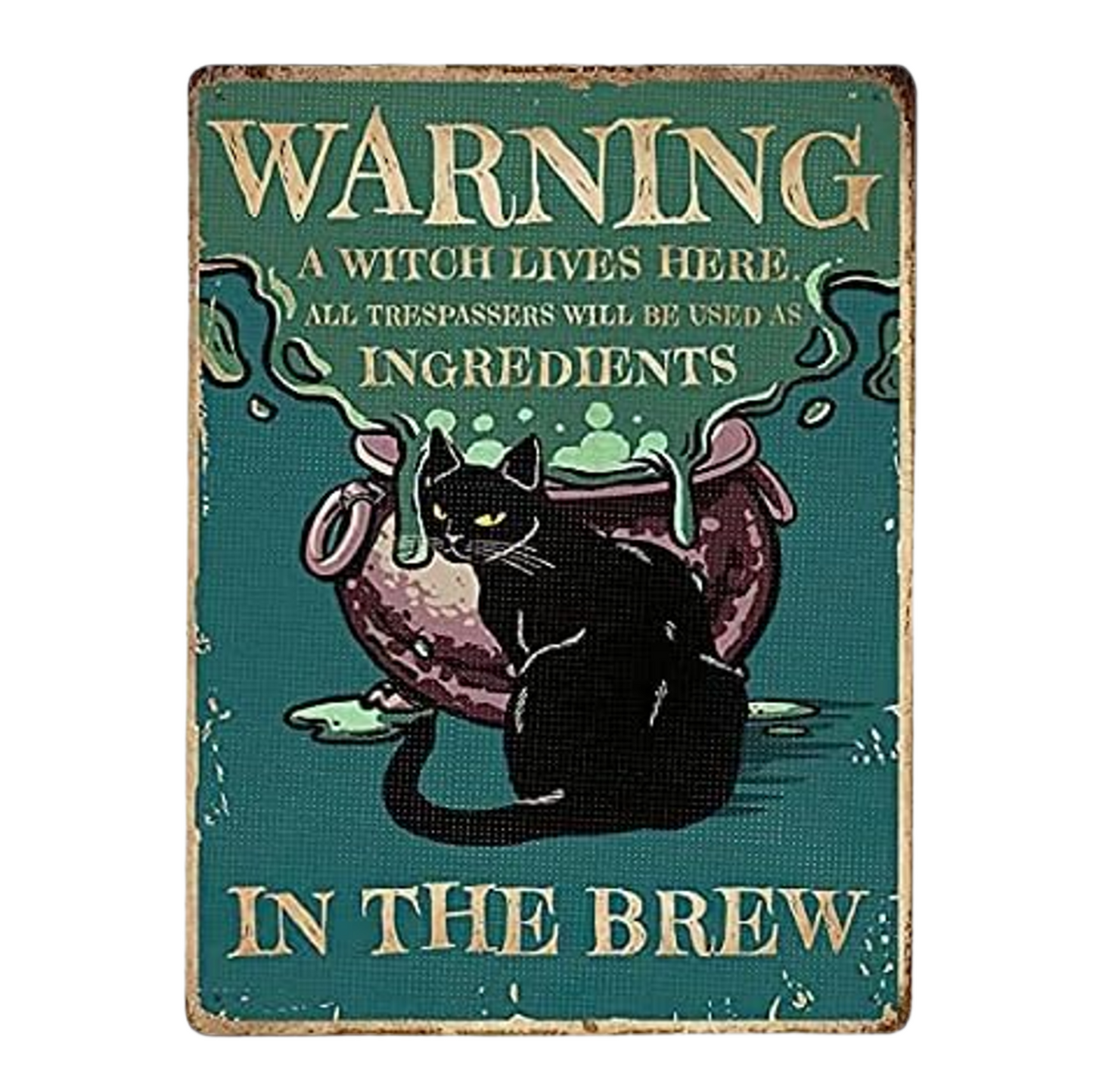 Witch Lives Here Metal Sign – Warning for Trespassers Wall Art, 20×30 cm