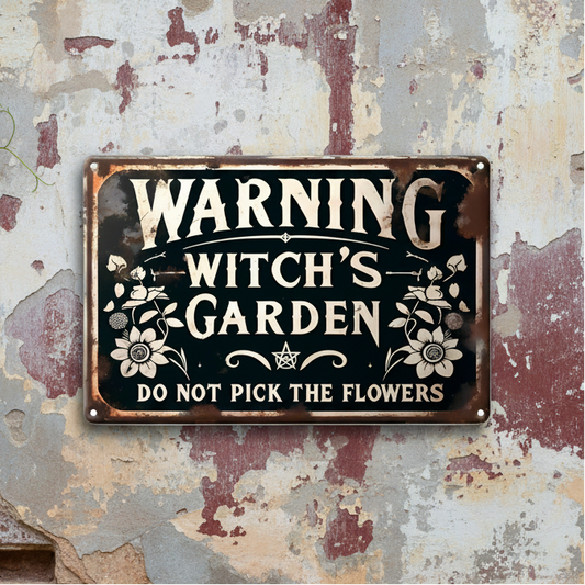 Witch’s Garden Wooden Sign – Yard Protection Wall Art, 15×20 cm
