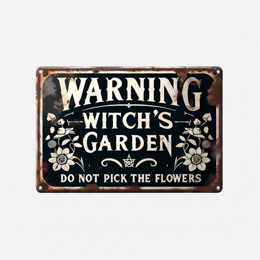 Witch’s Garden Wooden Sign – Yard Protection Wall Art, 15×20 cm