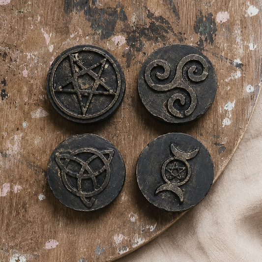 Witchcraft Sigil Handmade Plaster Fridge Magnets - Symbolic Studio Cast Ornaments, Ø3.5 x 1.5 cm by Hook & Hex
