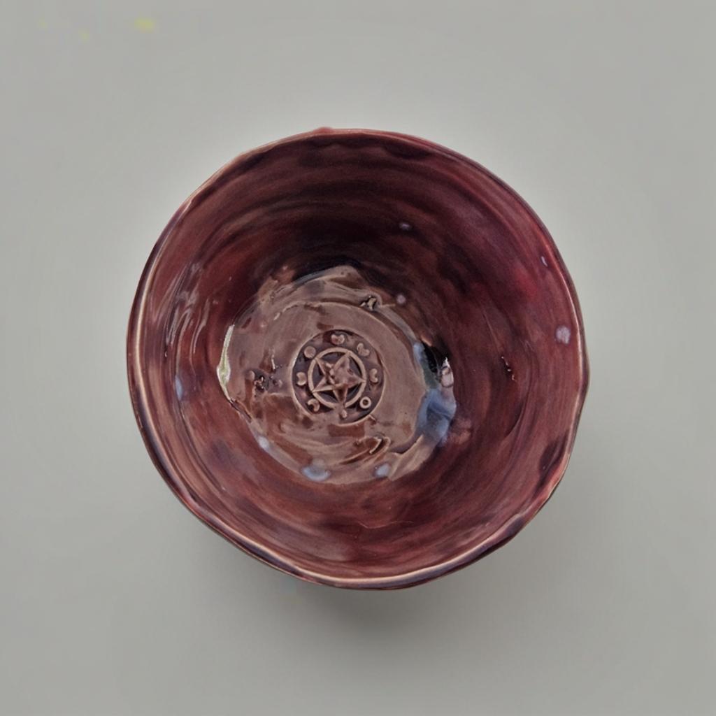 Witch's Sigil Ceramic Altar Bowl – Intentional Magic Vessel, Ø10 × 4.5 cm by Red Raven Pottery