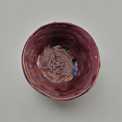 Witch's Sigil Ceramic Altar Bowl – Intentional Magic Vessel, Ø10 × 4.5 cm by Red Raven Pottery