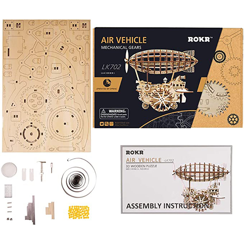 Skyward Dreams DIY Wooden Airship Kit – Steampunk Flight Wonder, 229 pieces by Robotime