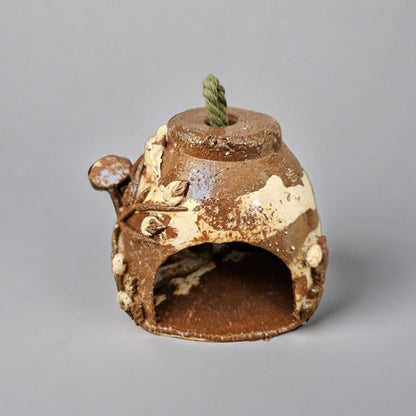 Woodland Forager Ceramic Bird House – Garden Shelter for Small Wings, Ø11×9 cm by Red Raven Pottery