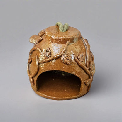Woodland Forager Ceramic Bird House – Garden Shelter for Small Wings, Ø11×9 cm by Red Raven Pottery