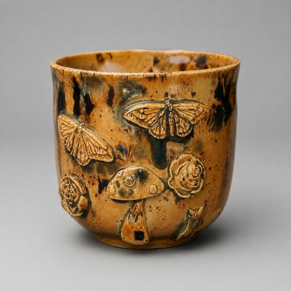Woodland Life Ceramic Planter – Living Forest in Clay, Ø8×8.5 cm by Red Raven Pottery