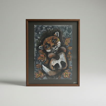 Woodland Spirit Original Acrylic Painting – Fox Wall Art, 37×30 cm by Hook & Hex