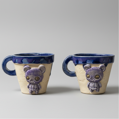 Zombear Ceramic Coffee Cup – Undead Companion Vessel, Ø7.5×6.5 cm by Red Raven Pottery
