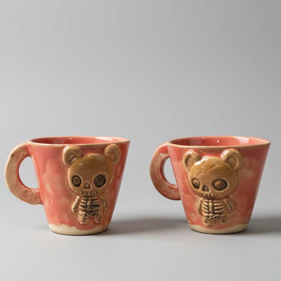 Zombear Ceramic Espresso Cup – Uncuddable Softness Vessel, Ø6.5×5.5 cm by Red Raven Pottery