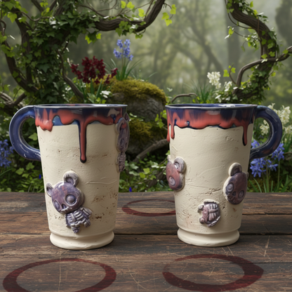 Zombear Ceramic Tumbler – Holding Together or Coming Apart, Ø8×12 cm by Red Raven Pottery