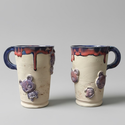 Zombear Ceramic Tumbler – Holding Together or Coming Apart, Ø8×12 cm by Red Raven Pottery