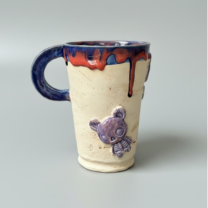 Zombear Ceramic Tumbler – Holding Together, Ø8×12 cm by Red Raven Pottery