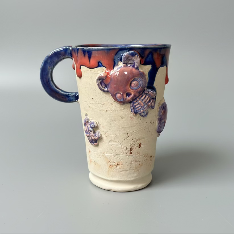Zombear Ceramic Tumbler – Coming Apart, Ø8×12 cm by Red Raven Pottery