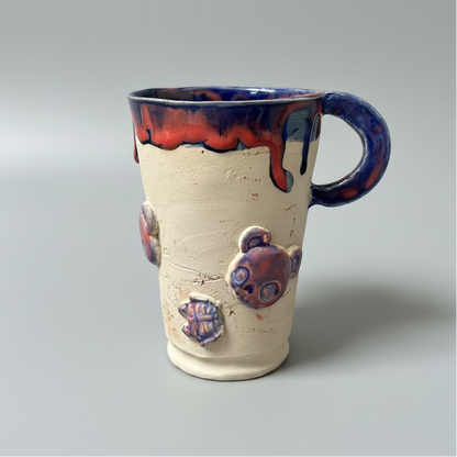 Zombear Ceramic Tumbler – Coming Apart, Ø8×12 cm by Red Raven Pottery