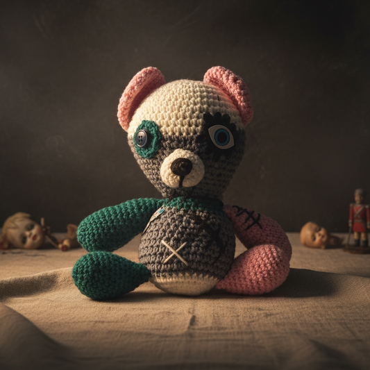 Zombear Crochet Plush – Undead Cuddle Companion, 25 × 21 × 14 cm