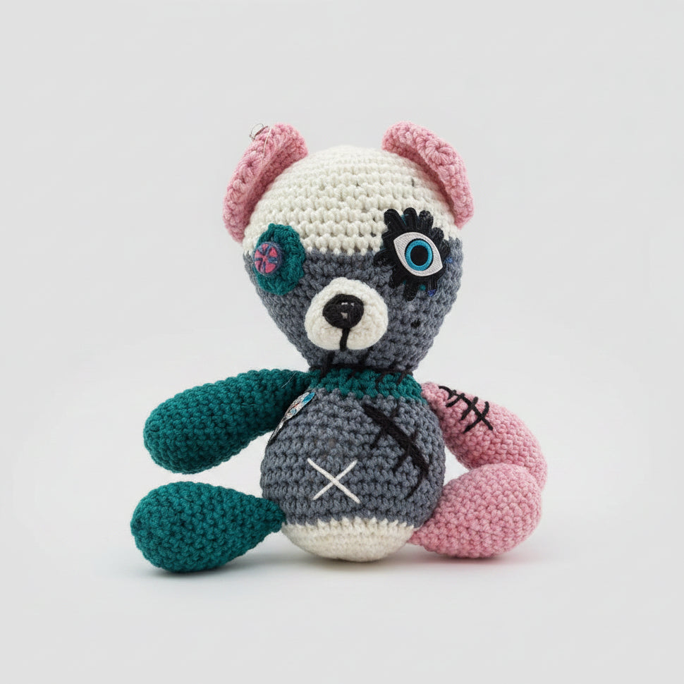Zombear Crochet Plush – Undead Cuddle Companion, 25 × 21 × 14 cm by Hook & Hex